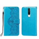 For Xiaomi Redmi K30 Flower Vine Embossing Pattern Horizontal Flip Leather Case with Card Slot & Holder & Wallet & Lanyard(Blue) - 1