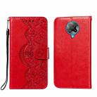 For Xiaomi Redmi K30 Pro Flower Vine Embossing Pattern Horizontal Flip Leather Case with Card Slot & Holder & Wallet & Lanyard(Red) - 1