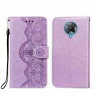 For Xiaomi Redmi K30 Pro Flower Vine Embossing Pattern Horizontal Flip Leather Case with Card Slot & Holder & Wallet & Lanyard(Purple) - 1