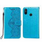 For Xiaomi Redmi Note 6 / Note 6 Pro Flower Vine Embossing Pattern Horizontal Flip Leather Case with Card Slot & Holder & Wallet & Lanyard(Blue) - 1