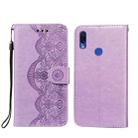 For Xiaomi Redmi Note 7 Flower Vine Embossing Pattern Horizontal Flip Leather Case with Card Slot & Holder & Wallet & Lanyard(Purple) - 1