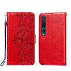 For Xiaomi Mi 10 Flower Vine Embossing Pattern Horizontal Flip Leather Case with Card Slot & Holder & Wallet & Lanyard(Red) - 1