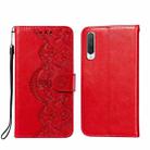 For Xiaomi Mi CC9 / Mi 9 Lite Flower Vine Embossing Pattern Horizontal Flip Leather Case with Card Slot & Holder & Wallet & Lanyard(Red) - 1