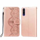 For Xiaomi Mi CC9e / Mi A3 Flower Vine Embossing Pattern Horizontal Flip Leather Case with Card Slot & Holder & Wallet & Lanyard(Rose Gold) - 1