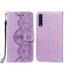For Xiaomi Mi CC9e / Mi A3 Flower Vine Embossing Pattern Horizontal Flip Leather Case with Card Slot & Holder & Wallet & Lanyard(Purple) - 1