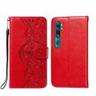 For Xiaomi Mi CC9 Pro / Mi Note 10 Flower Vine Embossing Pattern Horizontal Flip Leather Case with Card Slot & Holder & Wallet & Lanyard(Red) - 1
