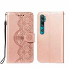 For Xiaomi Mi CC9 Pro / Mi Note 10 Flower Vine Embossing Pattern Horizontal Flip Leather Case with Card Slot & Holder & Wallet & Lanyard(Rose Gold) - 1