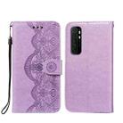 For Xiaomi Mi Note 10 Lite Flower Vine Embossing Pattern Horizontal Flip Leather Case with Card Slot & Holder & Wallet & Lanyard(Purple) - 1