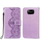 For Xiaomi Poco X3 NFC Flower Vine Embossing Pattern Horizontal Flip Leather Case with Card Slot & Holder & Wallet & Lanyard(Purple) - 1