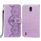 For Nokia 1.3 Flower Vine Embossing Pattern Horizontal Flip Leather Case with Card Slot & Holder & Wallet & Lanyard(Purple) - 1