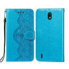 For Nokia 1.3 Flower Vine Embossing Pattern Horizontal Flip Leather Case with Card Slot & Holder & Wallet & Lanyard(Blue) - 1