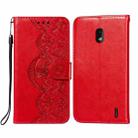 For Nokia 2.2 Flower Vine Embossing Pattern Horizontal Flip Leather Case with Card Slot & Holder & Wallet & Lanyard(Red) - 1