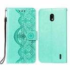 For Nokia 2.2 Flower Vine Embossing Pattern Horizontal Flip Leather Case with Card Slot & Holder & Wallet & Lanyard(Green) - 1