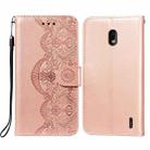 For Nokia 2.2 Flower Vine Embossing Pattern Horizontal Flip Leather Case with Card Slot & Holder & Wallet & Lanyard(Rose Gold) - 1