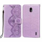 For Nokia 2.2 Flower Vine Embossing Pattern Horizontal Flip Leather Case with Card Slot & Holder & Wallet & Lanyard(Purple) - 1