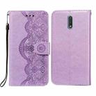 For Nokia 2.3 Flower Vine Embossing Pattern Horizontal Flip Leather Case with Card Slot & Holder & Wallet & Lanyard(Purple) - 1