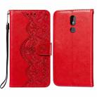 For Nokia 3.2 Flower Vine Embossing Pattern Horizontal Flip Leather Case with Card Slot & Holder & Wallet & Lanyard(Red) - 1