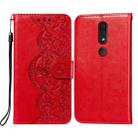 For Nokia 4.2 Flower Vine Embossing Pattern Horizontal Flip Leather Case with Card Slot & Holder & Wallet & Lanyard(Red) - 1
