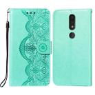 For Nokia 4.2 Flower Vine Embossing Pattern Horizontal Flip Leather Case with Card Slot & Holder & Wallet & Lanyard(Green) - 1