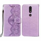 For Nokia 4.2 Flower Vine Embossing Pattern Horizontal Flip Leather Case with Card Slot & Holder & Wallet & Lanyard(Purple) - 1