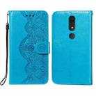For Nokia 4.2 Flower Vine Embossing Pattern Horizontal Flip Leather Case with Card Slot & Holder & Wallet & Lanyard(Blue) - 1