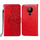 For Nokia 5.3 Flower Vine Embossing Pattern Horizontal Flip Leather Case with Card Slot & Holder & Wallet & Lanyard(Red) - 1