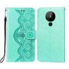 For Nokia 5.3 Flower Vine Embossing Pattern Horizontal Flip Leather Case with Card Slot & Holder & Wallet & Lanyard(Green) - 1