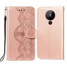 For Nokia 5.3 Flower Vine Embossing Pattern Horizontal Flip Leather Case with Card Slot & Holder & Wallet & Lanyard(Rose Gold) - 1