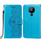 For Nokia 5.3 Flower Vine Embossing Pattern Horizontal Flip Leather Case with Card Slot & Holder & Wallet & Lanyard(Blue) - 1