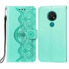 For Nokia 7.2 Flower Vine Embossing Pattern Horizontal Flip Leather Case with Card Slot & Holder & Wallet & Lanyard(Green) - 1