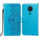 For Nokia 7.2 Flower Vine Embossing Pattern Horizontal Flip Leather Case with Card Slot & Holder & Wallet & Lanyard(Blue) - 1
