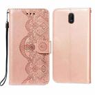 For Nokia C1 Flower Vine Embossing Pattern Horizontal Flip Leather Case with Card Slot & Holder & Wallet & Lanyard(Rose Gold) - 1