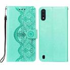 For Samsung Galaxy A01 Flower Vine Embossing Pattern Horizontal Flip Leather Case with Card Slot & Holder & Wallet & Lanyard(Green) - 1