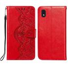 For Samsung  Galaxy A01 Core Flower Vine Embossing Pattern Horizontal Flip Leather Case with Card Slot & Holder & Wallet & Lanyard(Red) - 1