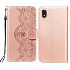For Samsung  Galaxy A01 Core Flower Vine Embossing Pattern Horizontal Flip Leather Case with Card Slot & Holder & Wallet & Lanyard(Rose Gold) - 1