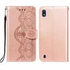 For Samsung  Galaxy A10 Flower Vine Embossing Pattern Horizontal Flip Leather Case with Card Slot & Holder & Wallet & Lanyard(Rose Gold) - 1