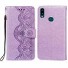 For Samsung  Galaxy A10s Flower Vine Embossing Pattern Horizontal Flip Leather Case with Card Slot & Holder & Wallet & Lanyard(Purple) - 1