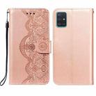For Samsung Galaxy A81/ Note10 Lite Flower Vine Embossing Pattern Horizontal Flip Leather Case with Card Slot & Holder & Wallet & Lanyard(Rose Gold) - 1
