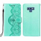 For Samsung Galaxy Note9 Flower Vine Embossing Pattern Horizontal Flip Leather Case with Card Slot & Holder & Wallet & Lanyard(Green) - 1