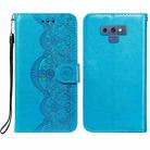 For Samsung Galaxy Note9 Flower Vine Embossing Pattern Horizontal Flip Leather Case with Card Slot & Holder & Wallet & Lanyard(Blue) - 1