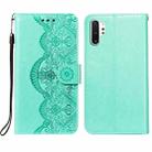 For Samsung Galaxy Note10 Plus Flower Vine Embossing Pattern Horizontal Flip Leather Case with Card Slot & Holder & Wallet & Lanyard(Green) - 1