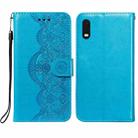 For Samsung Galaxy XCover Pro Flower Vine Embossing Pattern Horizontal Flip Leather Case with Card Slot & Holder & Wallet & Lanyard(Blue) - 1