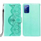 For Samsung  Galaxy Note20 Flower Vine Embossing Pattern Horizontal Flip Leather Case with Card Slot & Holder & Wallet & Lanyard(Green) - 1
