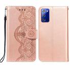 For Samsung  Galaxy Note20 Flower Vine Embossing Pattern Horizontal Flip Leather Case with Card Slot & Holder & Wallet & Lanyard(Rose Gold) - 1