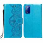 For Samsung  Galaxy Note20 Flower Vine Embossing Pattern Horizontal Flip Leather Case with Card Slot & Holder & Wallet & Lanyard(Blue) - 1