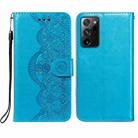 For Samsung Galaxy Note20 Ultra Flower Vine Embossing Pattern Horizontal Flip Leather Case with Card Slot & Holder & Wallet & Lanyard(Blue) - 1