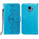 For Samsung  Galaxy S9 Flower Vine Embossing Pattern Horizontal Flip Leather Case with Card Slot & Holder & Wallet & Lanyard(Blue) - 1