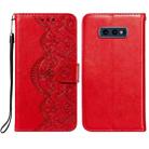 For Samsung  Galaxy S10e Flower Vine Embossing Pattern Horizontal Flip Leather Case with Card Slot & Holder & Wallet & Lanyard(Red) - 1