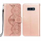 For Samsung  Galaxy S10e Flower Vine Embossing Pattern Horizontal Flip Leather Case with Card Slot & Holder & Wallet & Lanyard(Rose Gold) - 1