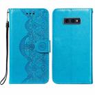 For Samsung  Galaxy S10e Flower Vine Embossing Pattern Horizontal Flip Leather Case with Card Slot & Holder & Wallet & Lanyard(Blue) - 1
